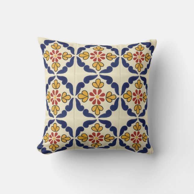 Mexican Talavera Tile double-sided throw pillows (Front)