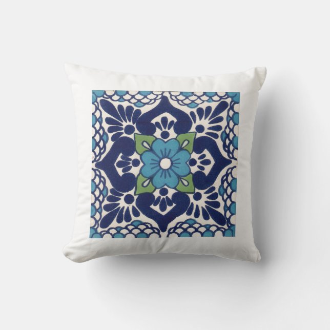 Mexican Talavera Tile double-sided throw pillows (Front)