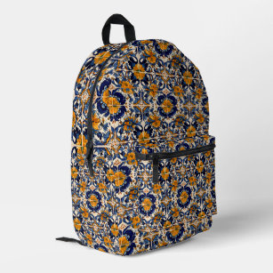 Mexican Talavera Tile Pottery  Printed Backpack