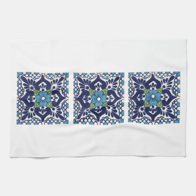 Mexican Talavera Tile Tea Towel (Horizontal)