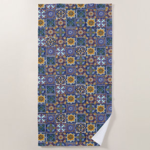 Mexican Talavera Tiles Beach Towel