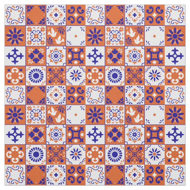 Mexican Talavera Tiles Fabric (Swatch)