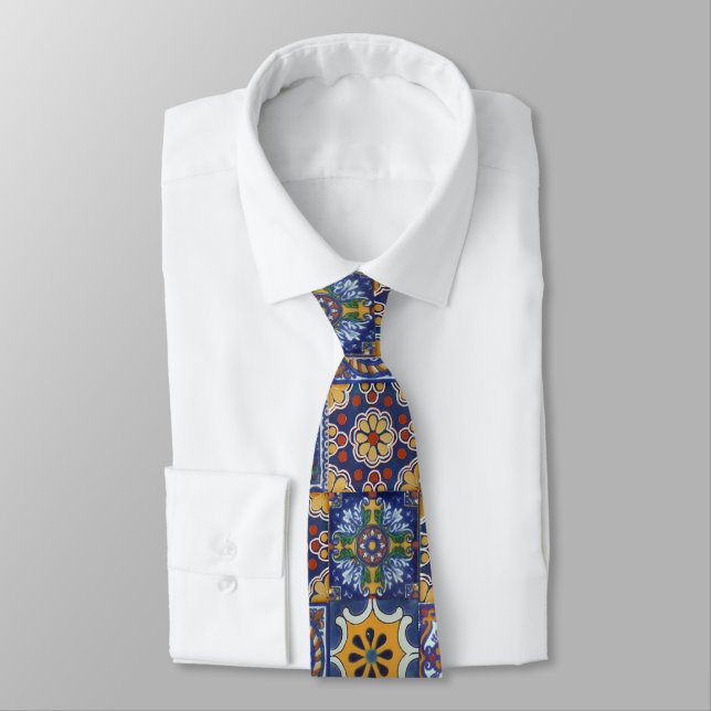 Mexican Talavera Tiles Tie (Tied)