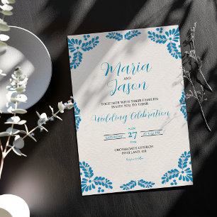 Mexican Talavera Turquoise Minimalist Wedding Invitation