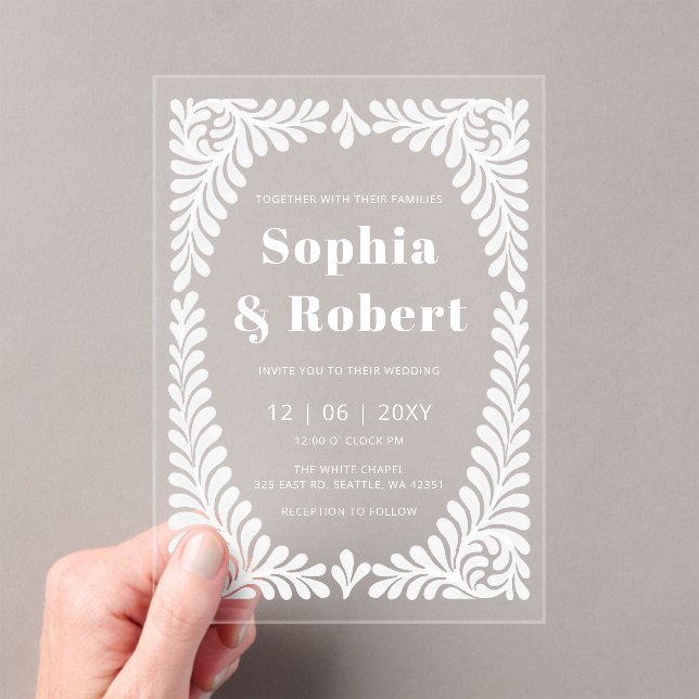 Mexican Talavera Wedding  Acrylic Invitations (Insitu (Handheld))