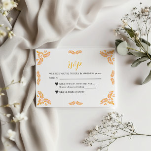 Mexican Talavera Yellow Floral Minimalist Wedding RSVP Card