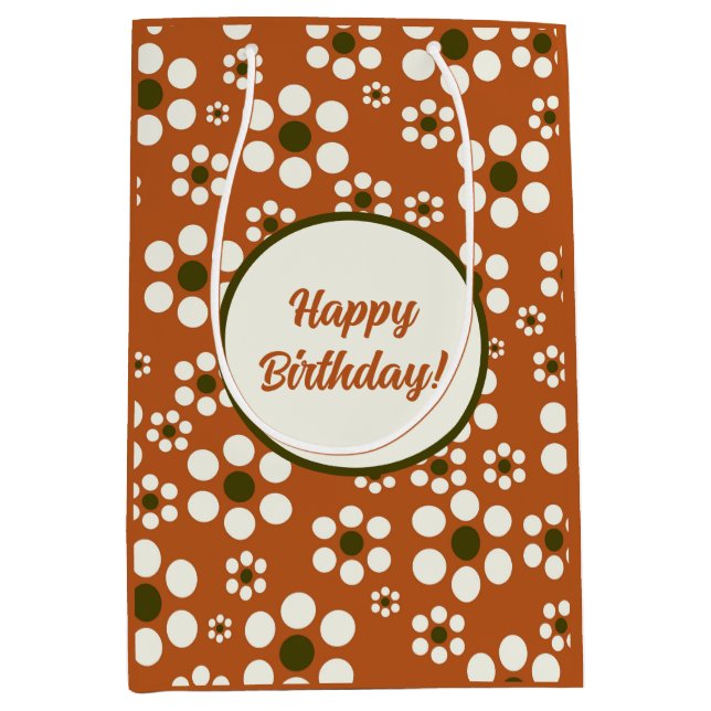 Mexican terracotta floral flowers medium gift bag (Front)