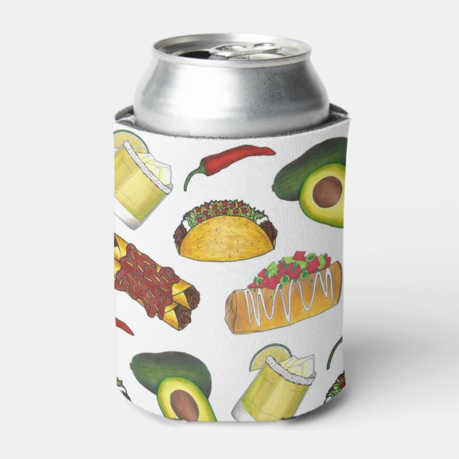 Mexican Tex Mex Food Taco Enchilada Chimichanga Can Cooler (Can Front)