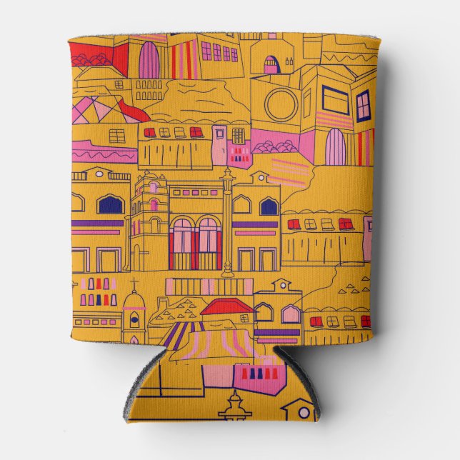 Mexican Textile Seamless Pattern Design Can Cooler (Front)