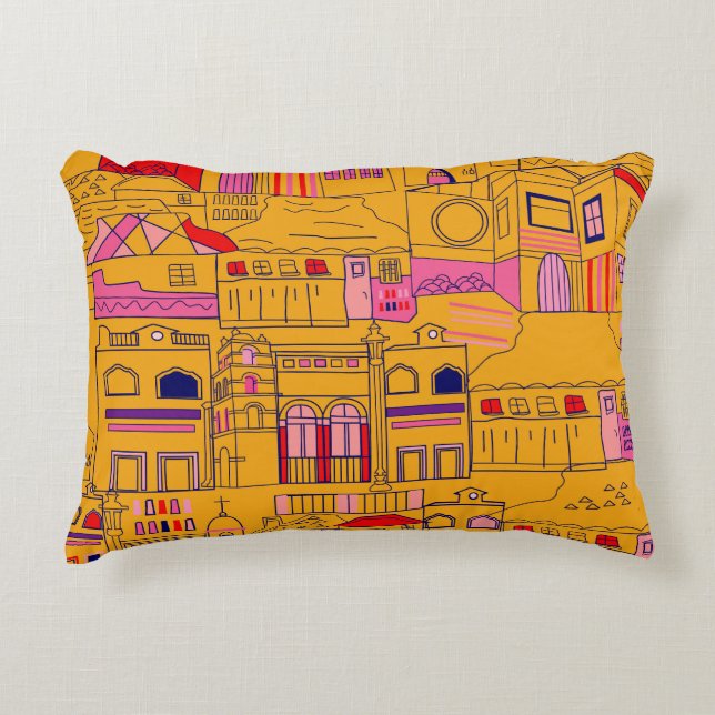 Mexican Textile Seamless Pattern Design Decorative Cushion (Front)