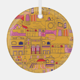 Mexican Textile Seamless Pattern Design Glass Tree Decoration