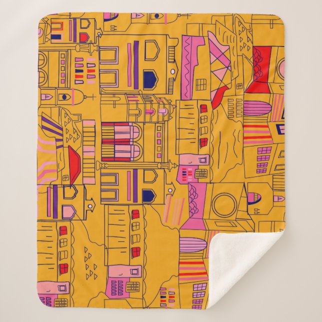 Mexican Textile Seamless Pattern Design Sherpa Blanket (Front)