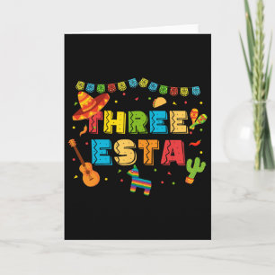 Mexican Theme 3rd Birthday 3 Year Old Kids Three E Card