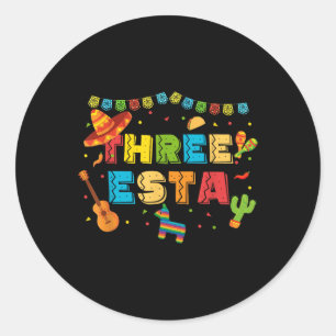 Mexican Theme 3rd Birthday 3 Year Old Kids Three E Classic Round Sticker
