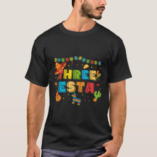 Mexican Theme 3rd Birthday 3 Year Old Kids Three E T-Shirt