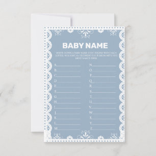 Mexican Theme Baby Name suggestions game card