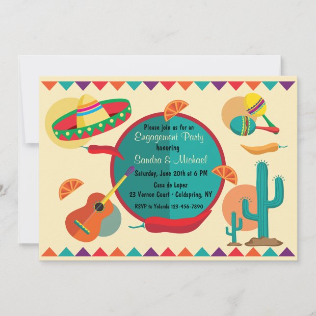 Mexican Theme Engagement Party Invitation (Front)