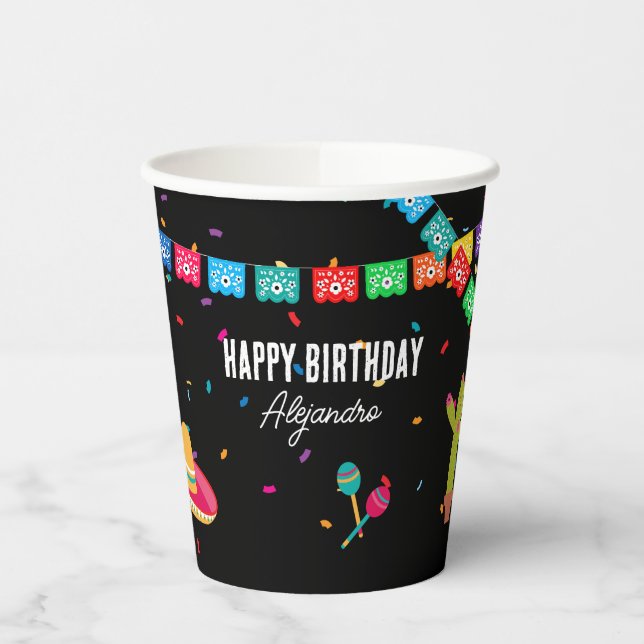Mexican Theme Fiesta Birthday Party Paper Cups (Left)