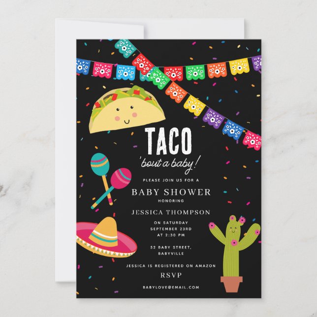 Mexican Theme Fiesta - Taco Bout a Baby Shower Invitation (Front)