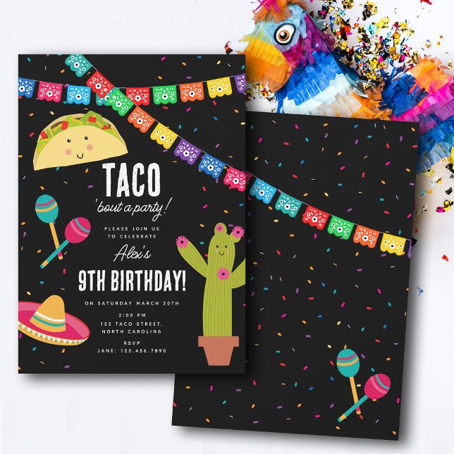 Mexican Theme Fiesta - Taco Bout a Party Birthday  Invitation (Mexican Theme Fiesta - Taco Bout a Party Birthday Invitation)