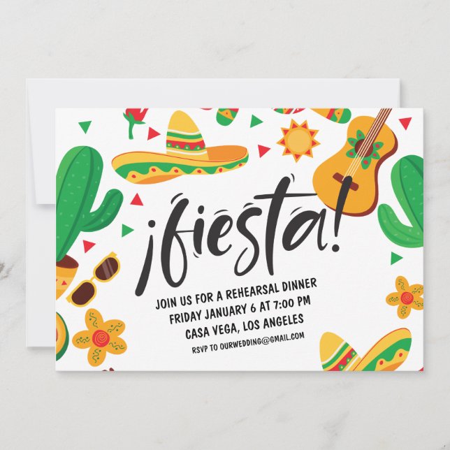 Mexican Theme Rehearsal Dinner Invitation (Front)