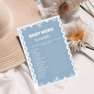 Mexican Theme word scramble baby shower game card