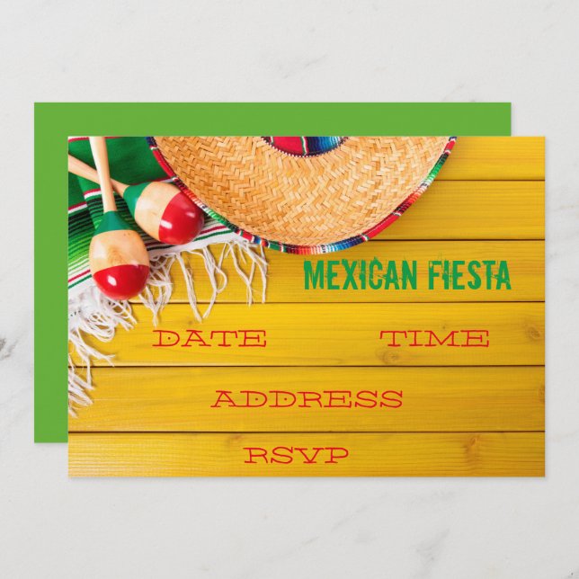 Mexican themed party Fiesta Invitation (Front/Back)