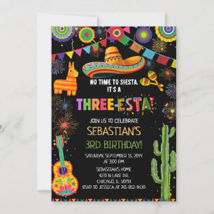 Mexican Three-Esta 3rd Birthday Party Invitation