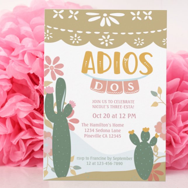 Mexican Three-Esta Adios Dos Birthday Invitation (Creator Uploaded)