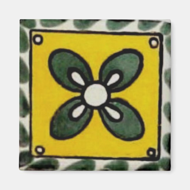 Mexican tile - 4 Leaf Clover Magnet (Front)