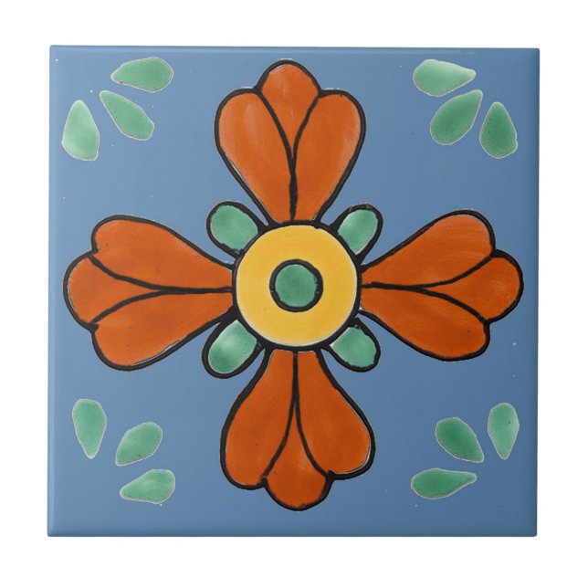 Mexican Tile, Western Flower, Tile (Front)