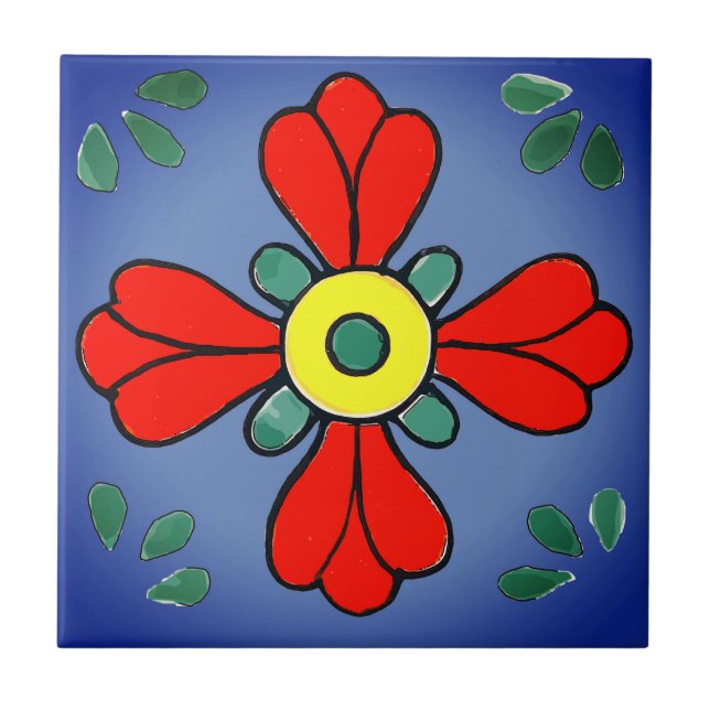 Mexican Tile, Western Flower, Tile (Front)