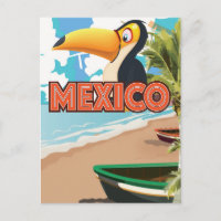 Mexican Toucan Beach Travel Poster.