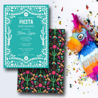 Mexican Traditional Floral Fiesta Teal Baby Shower