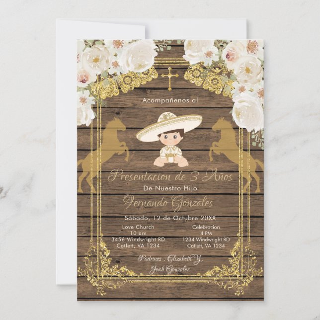 Mexican Tres Anos Boy  Invitation (Front)