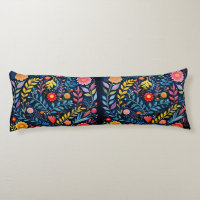 Mexican Tribal blue tapestry floral body pillow.