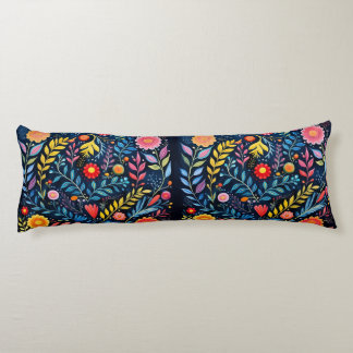 Mexican Tribal blue tapestry floral body pillow. Cushion