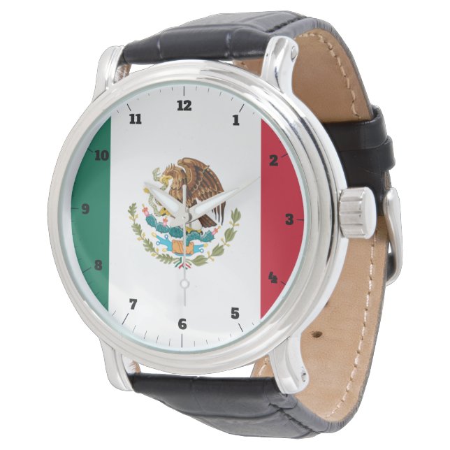 MEXICAN TRICOLOR FLAG GREEN WHITE RED WATCH (Angled)
