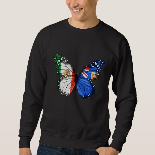 Mexican Turks & Caicos Flag Butterfly Sweatshirt (Front)