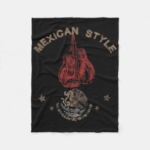 Mexican Vintage Style Boxing Great Boxer Fleece Blanket