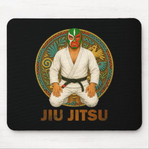 Mexican Vintage Style Jiu Jitsu Lucha Libre Mask Mouse Pad