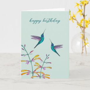 Mexican Violetear Hummingbirds and Flowers Card
