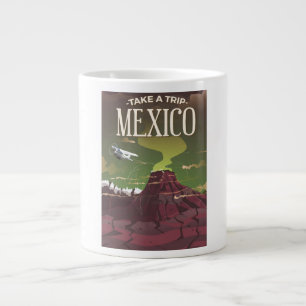 Mexican Volcano vintage travel poster Large Coffee Mug