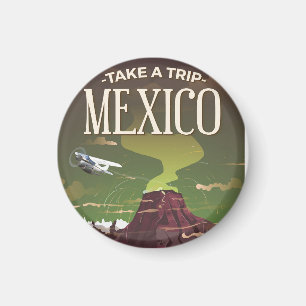 Mexican Volcano vintage travel poster Magnet