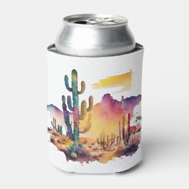 Mexican watercolor desert sunset can cooler (Can Front)
