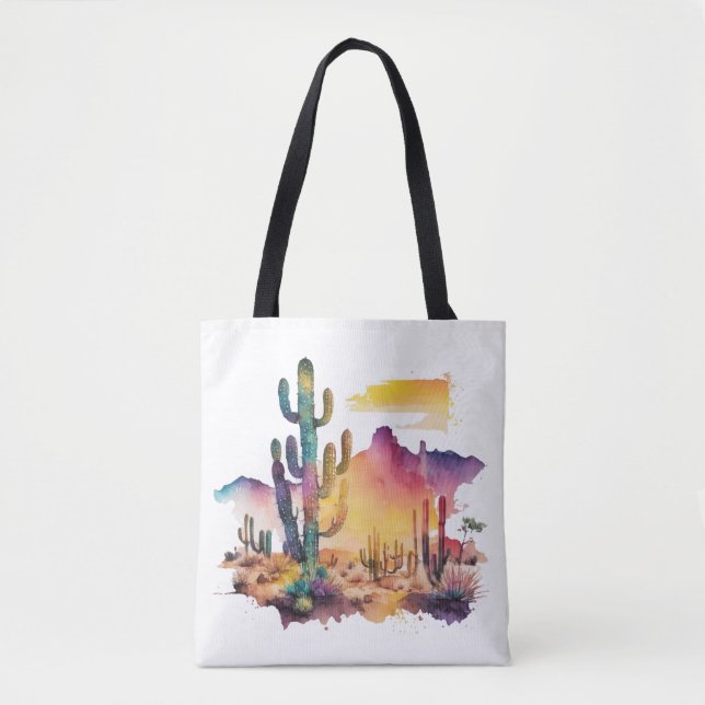 Mexican watercolor desert sunset tote bag (Front)