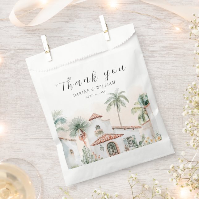 Mexican Watercolor Palm Tree  Thank You Favour Bags (Clipped)