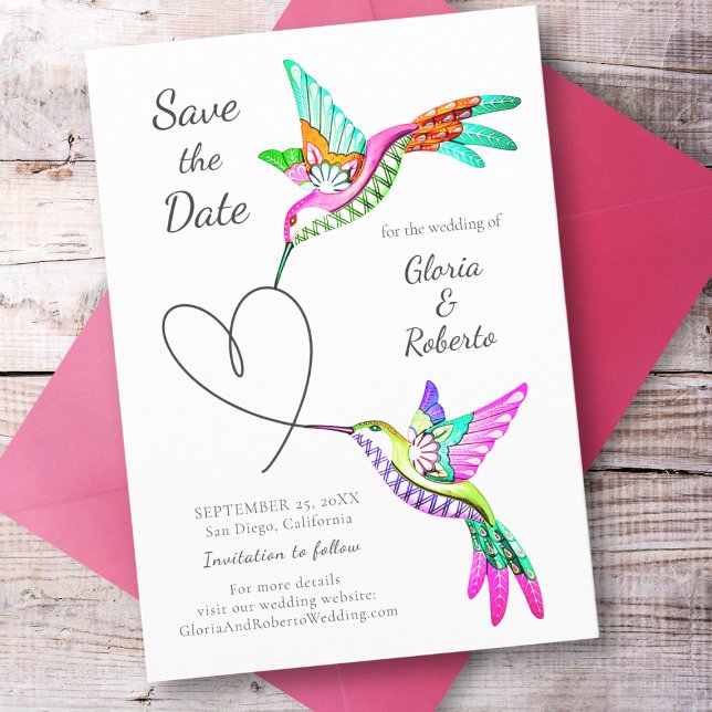 Mexican Wedding Lovebirds Save the Date Card (Creator Uploaded)