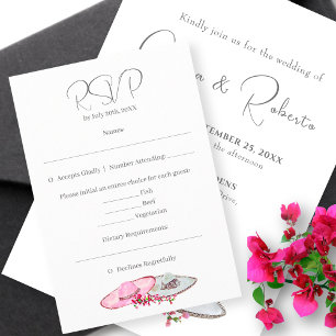 Mexican Wedding Pink Floral Vintage RSVP Card
