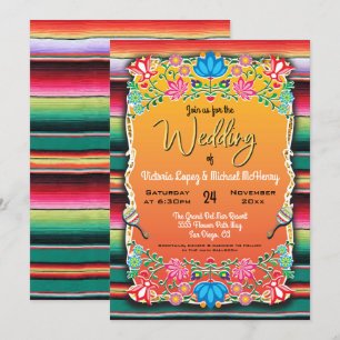 Mexican Wedding Rug and Floral invitation